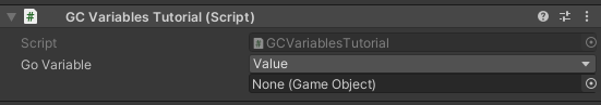 GC Variables Tutorial Empty GameObject Variable
